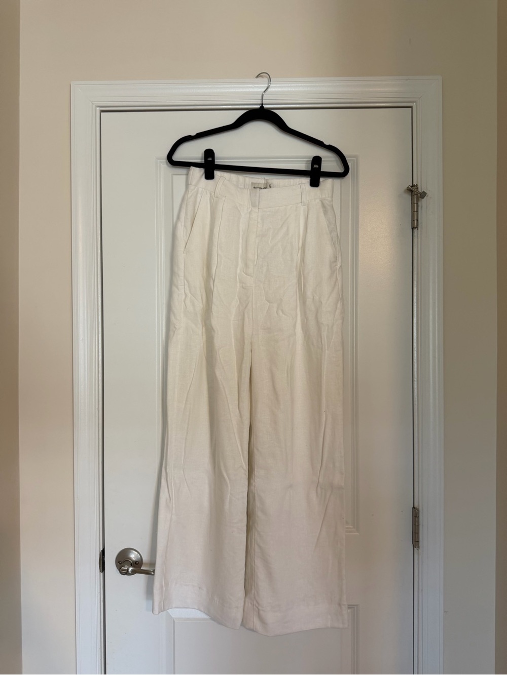 Abercrombie & Fitch White Linen-Blend Pants